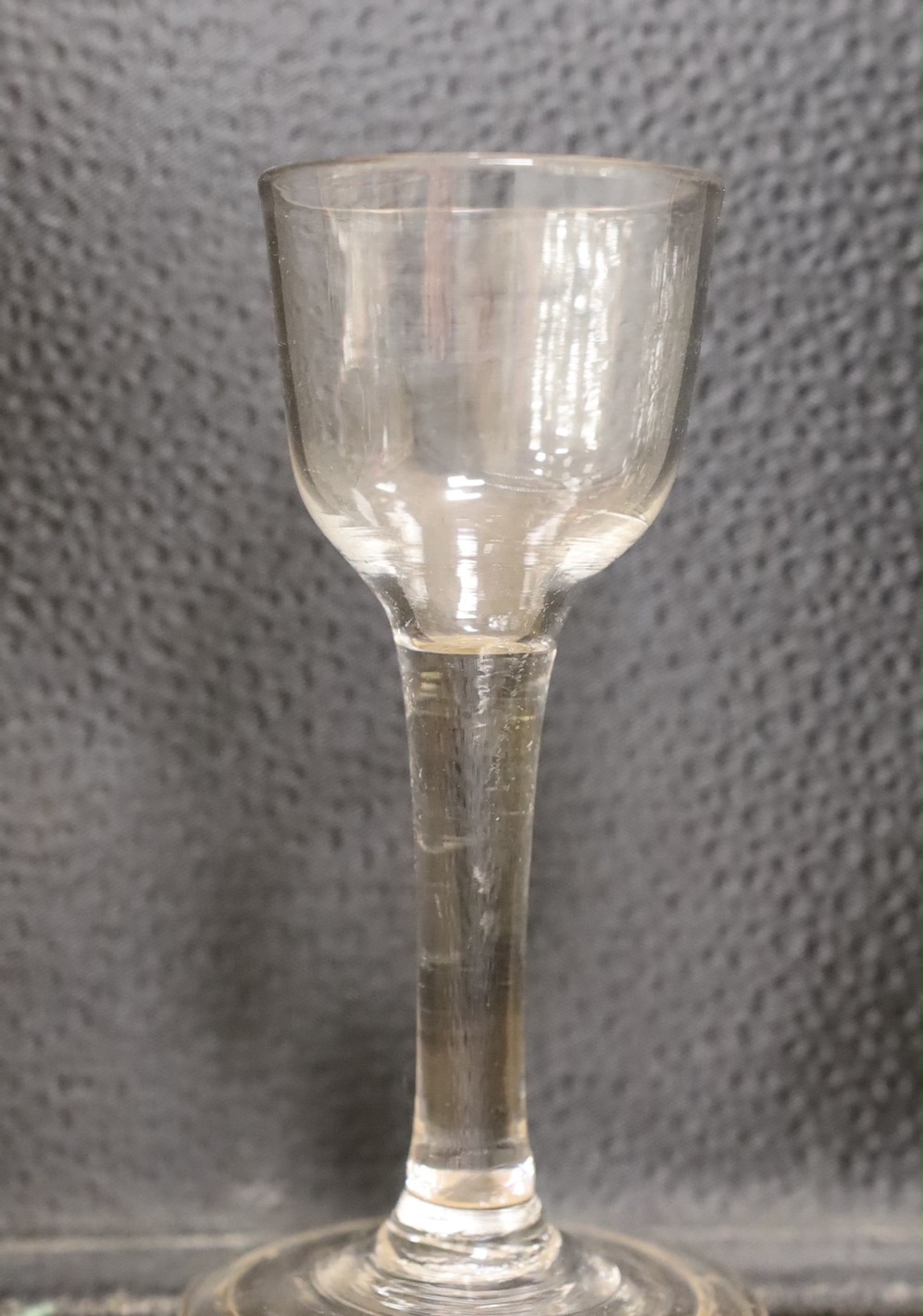 An 18th century air twist cordial glass and a plain stem cordial glass, tallest 16cm